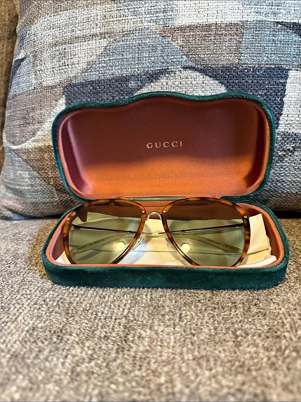 Gucci GG0672S 003 Aviator Sunglasses Brown & Gold